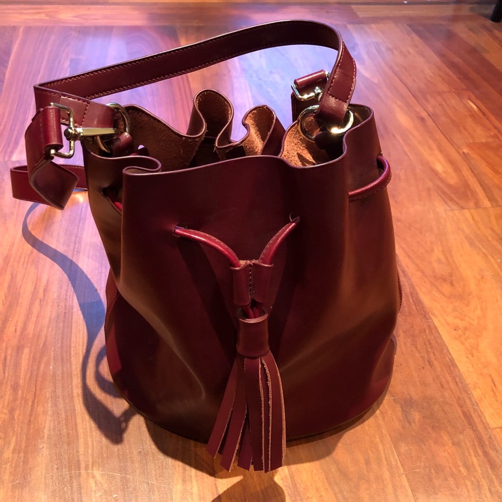 Leather bucket bag